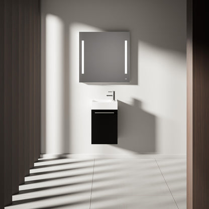 Gäste WC Waschbecken mit Unterschrank – 39,5cm breit – Becken aus Mineralguss – Treos Serie 900 - Schwarz Seidenmatt Lack