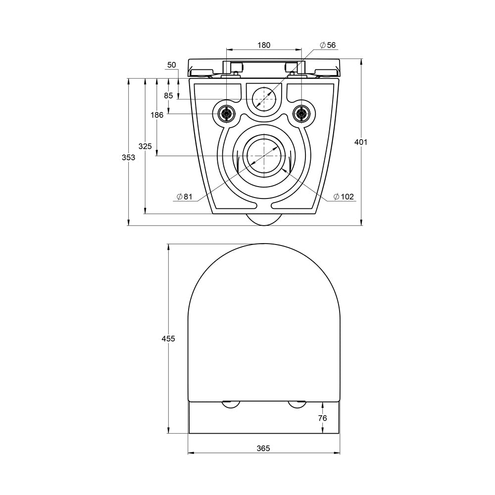 verkürztes WC nur 45cm - mit Sitz - spülrandlos - Treos Serie 810 - Toilette Raumspar-WC - (Set)