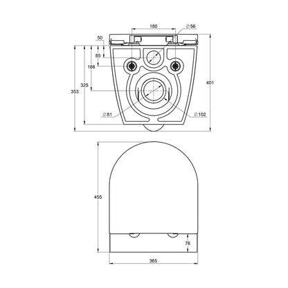 verkürztes WC nur 45cm - mit Sitz - spülrandlos - Treos Serie 810 - Toilette Raumspar-WC - (Set)