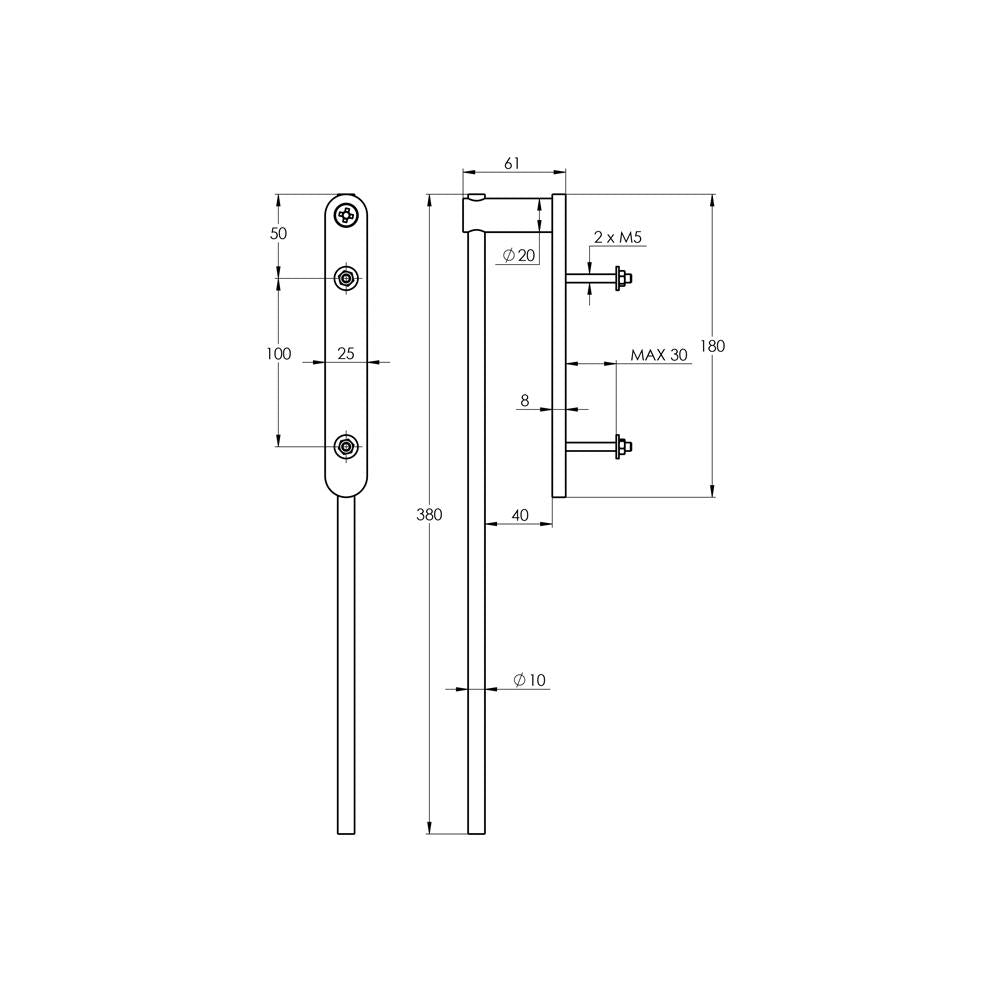 Handtuchhalter 1-armig Chrom Rund Universal - Treos Serie 555 - 380mm