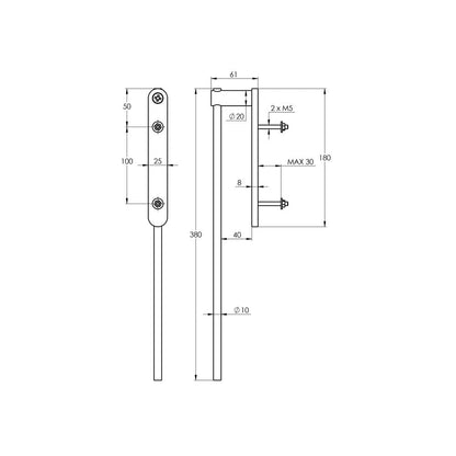 Handtuchhalter 1-armig Chrom Rund Universal - Treos Serie 555 - 380mm