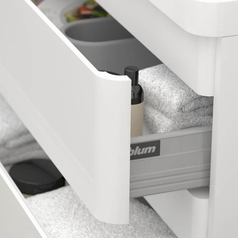 Treos Serie 920 Waschtisch mit Waschtischunterschrank mit 2 Auszügen weiß Lack Breite 90 cm