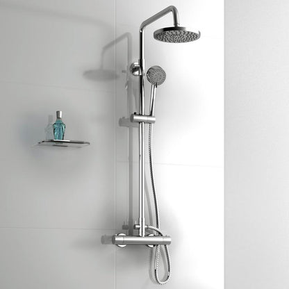 Duschsystem mit Thermostat - Treos Serie 173 - Regenbrause rund 200mm - Handbrause höhenverstellbar - chrom